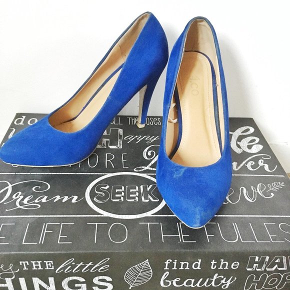 Shoes - Blue Suede High Heels